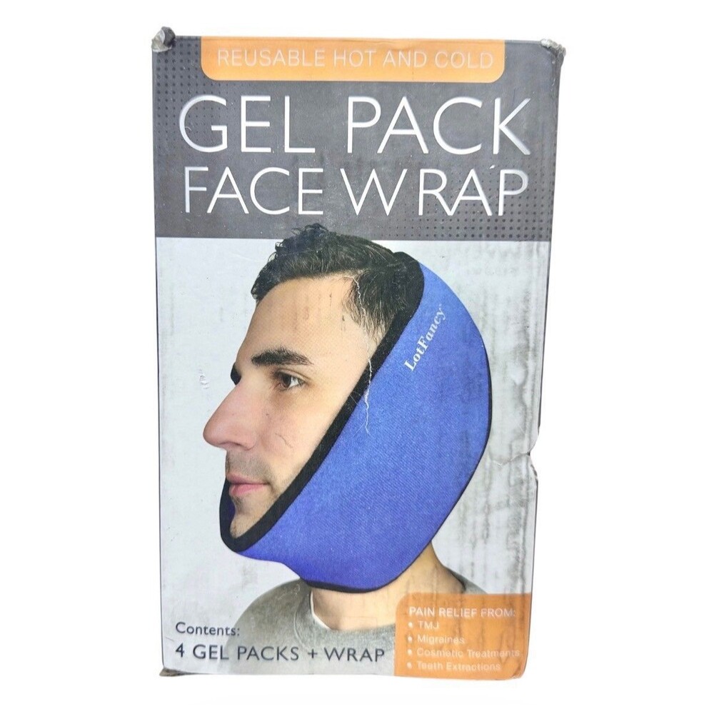 (RB2) LotFancy Reusable Hot Cold Gel Pack Face Wrap TMJ Migraine Teeth Extract
